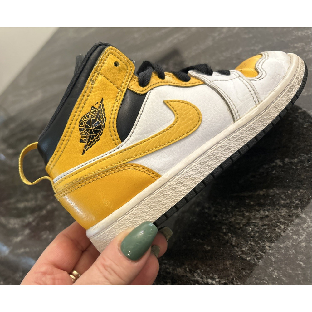 Nike AIR JORDAN 1 TODDLER Basketball Sneakers Size 13C Shoes Yellow Black White - Picture 13 of 16